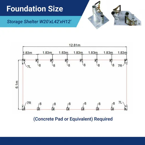 Capannone ad Arco Rinforzato per Stoccaggio 20'x42'x12'