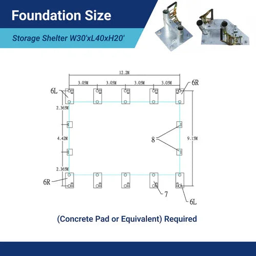 Capannone di Stoccaggio Rinforzato a Doppio Traliccio 30'x40'x20'