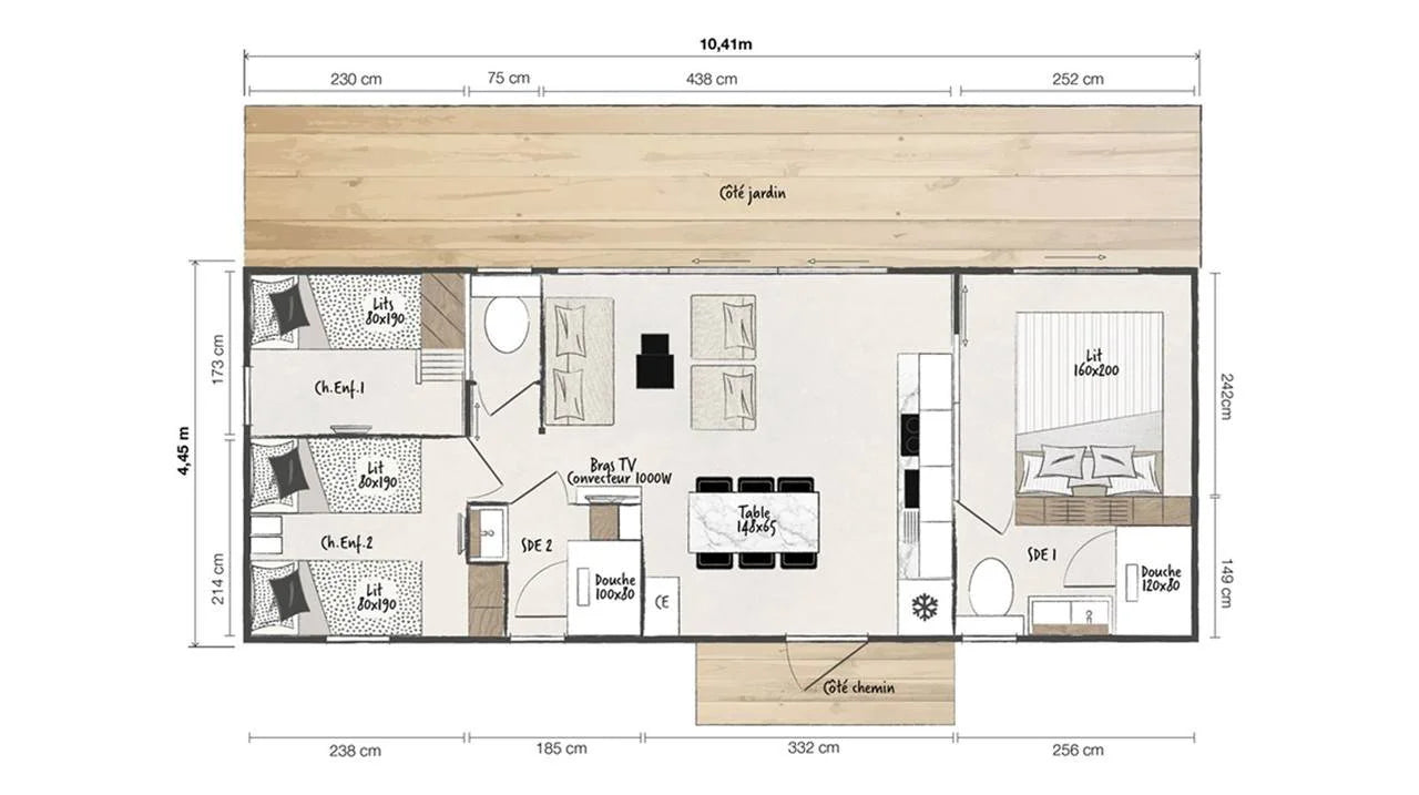 Casa Mobile Residenziale Key West T3 40mq con 3 Camere