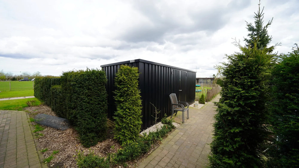 Container di Stoccaggio Modulare 6x2m con Doppio Accesso Laterale Nero Intenso