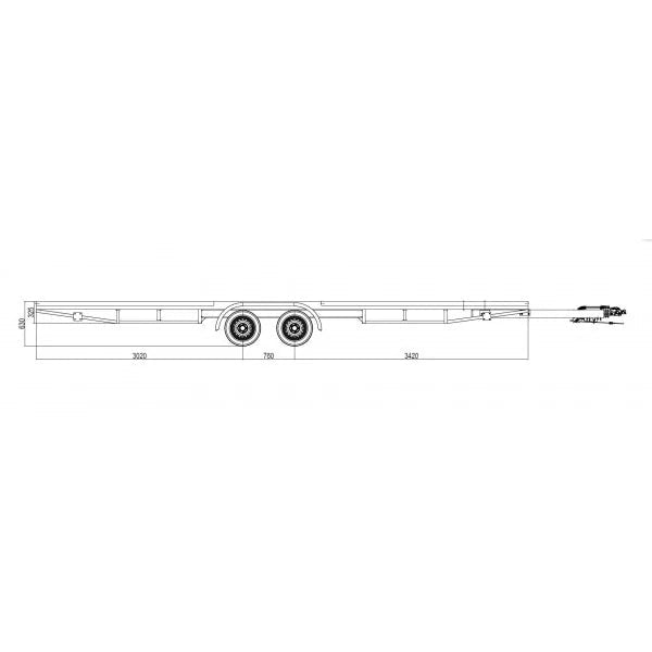 Rimorchio Robusto per Tiny House 7,20x2,44m con Timone Amovibile