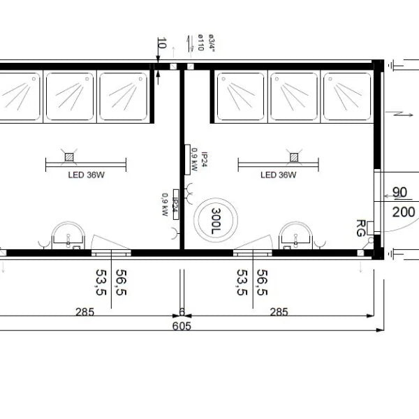 Unità Sanitaria Mobile Usata 14.8 mq con 6 Docce e Servizi Igienici Integrati